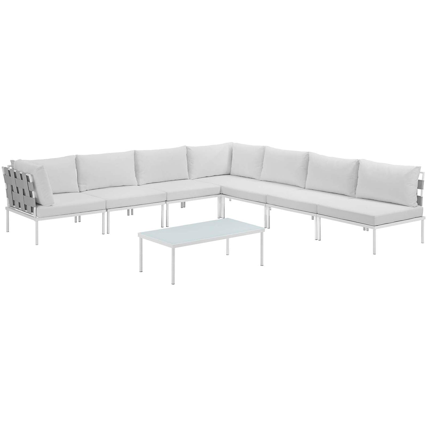 Harmony 8 Piece Outdoor Patio Aluminum Sectional Sofa Set by Modway