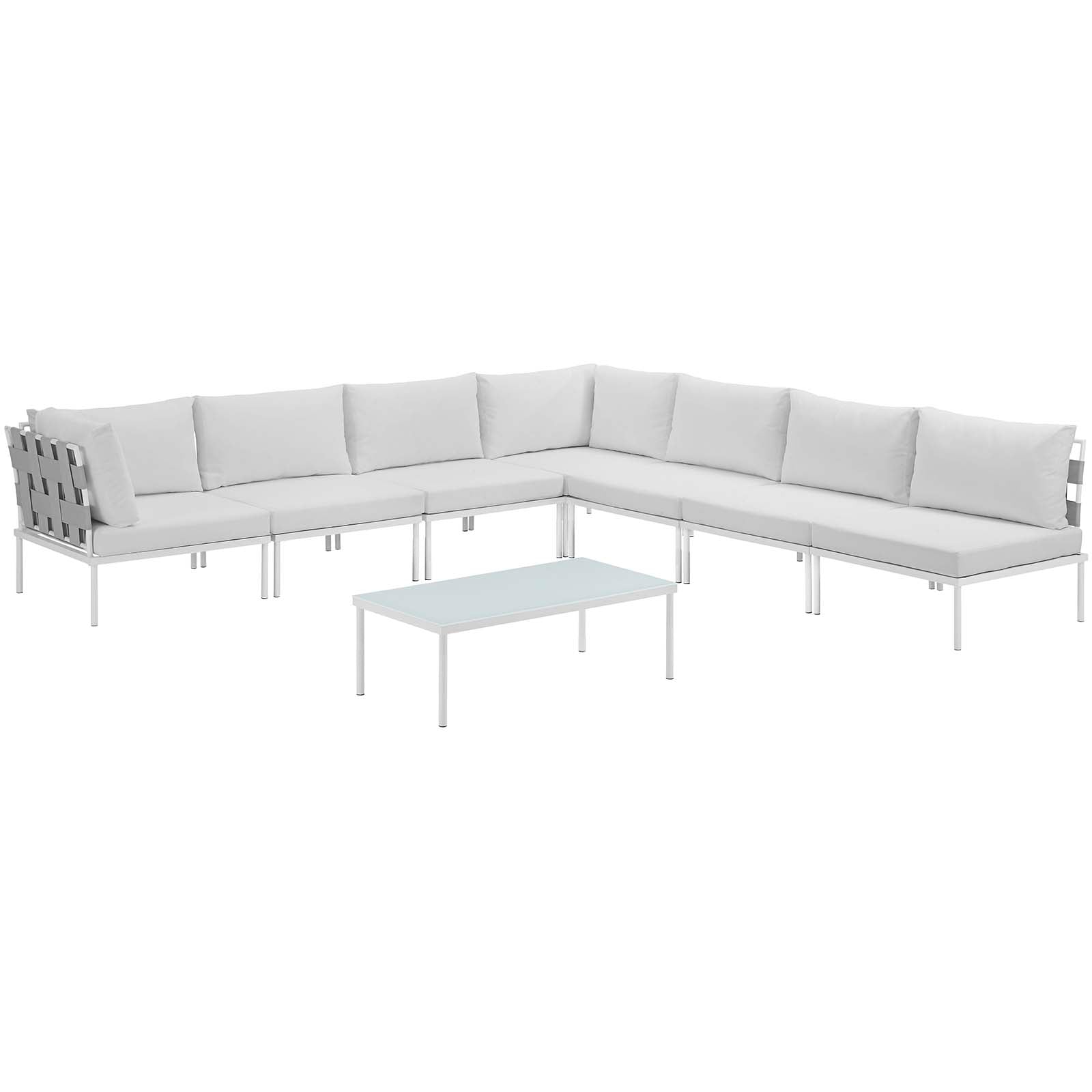 Harmony 8 Piece Outdoor Patio Aluminum Sectional Sofa Set by Modway