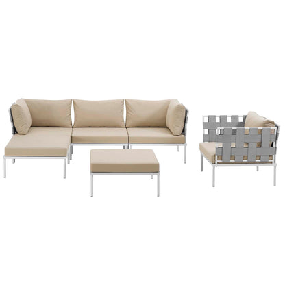 Harmony 6 Piece Outdoor Patio Aluminum Sectional Sofa Set by Modway