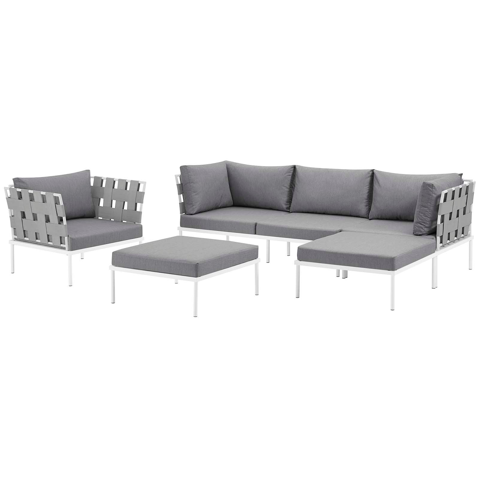 Harmony 6 Piece Outdoor Patio Aluminum Sectional Sofa Set by Modway