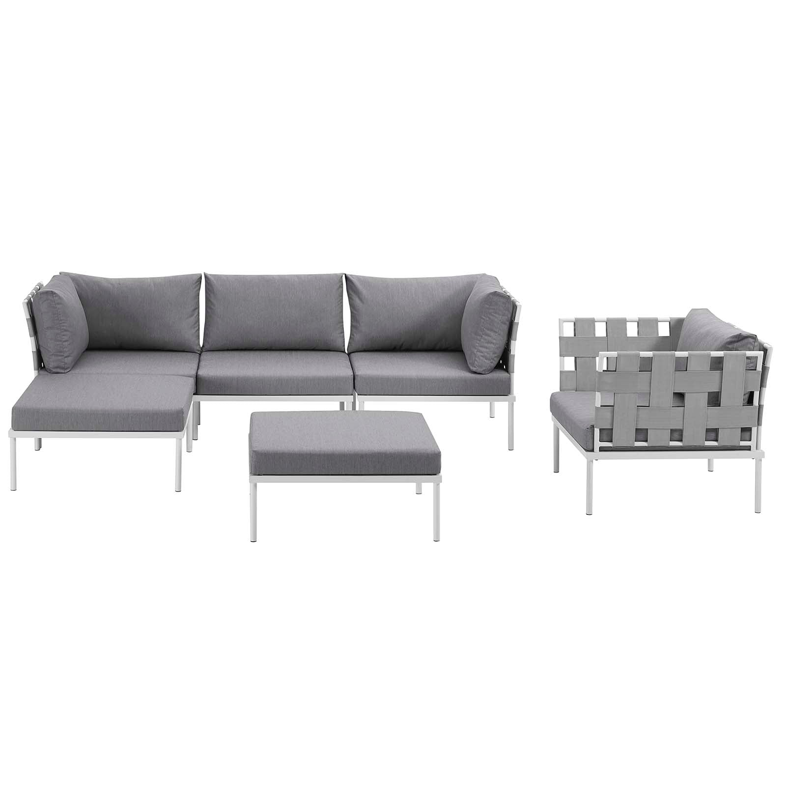 Harmony 6 Piece Outdoor Patio Aluminum Sectional Sofa Set by Modway