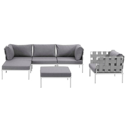 Harmony 6 Piece Outdoor Patio Aluminum Sectional Sofa Set by Modway