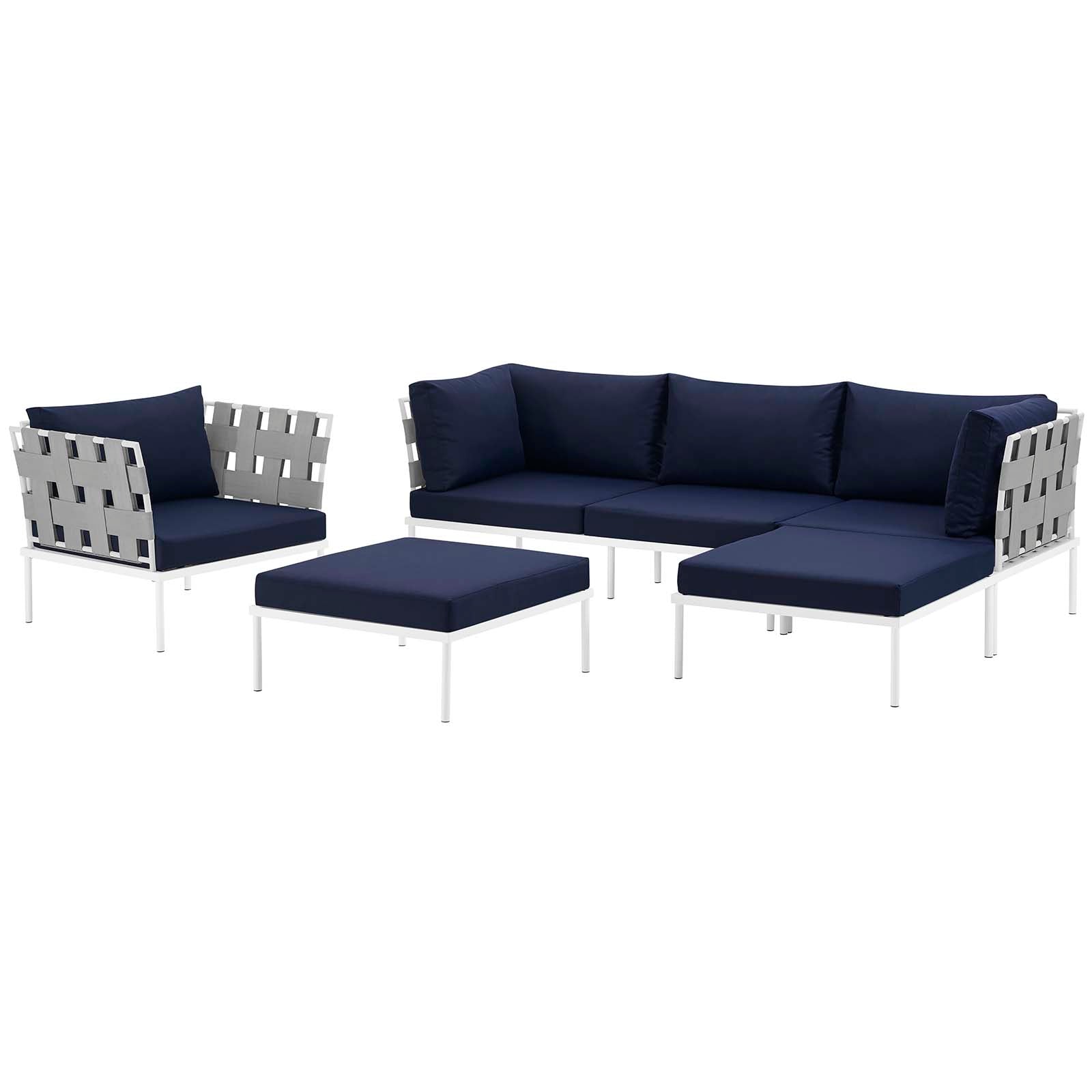 Harmony 6 Piece Outdoor Patio Aluminum Sectional Sofa Set by Modway