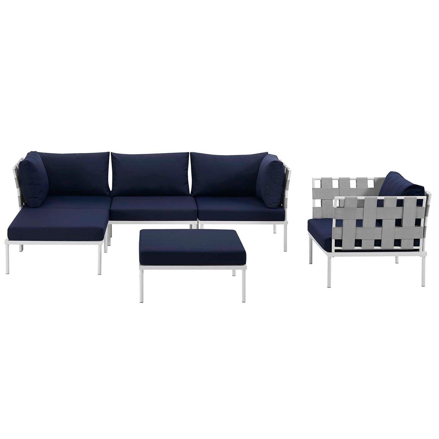 Harmony 6 Piece Outdoor Patio Aluminum Sectional Sofa Set by Modway