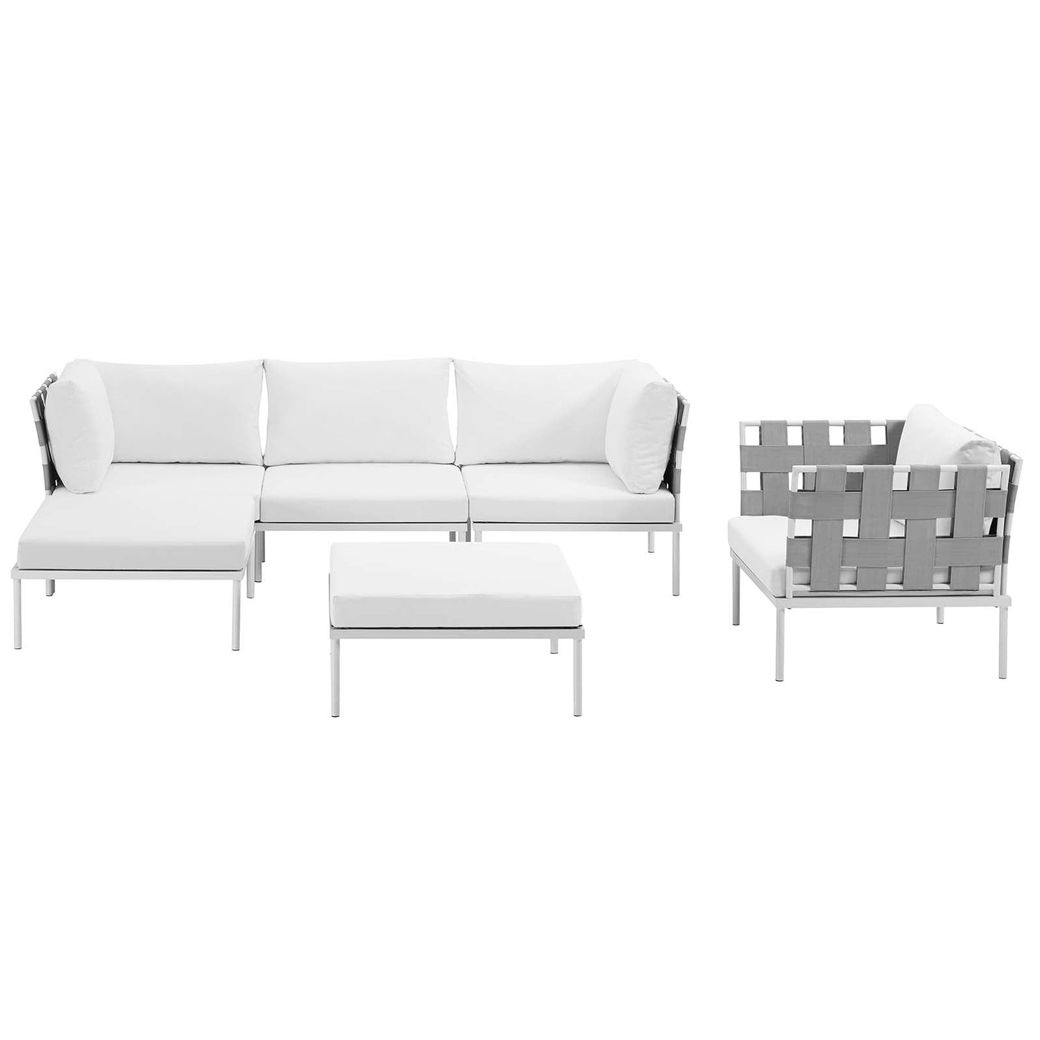 Harmony 6 Piece Outdoor Patio Aluminum Sectional Sofa Set by Modway