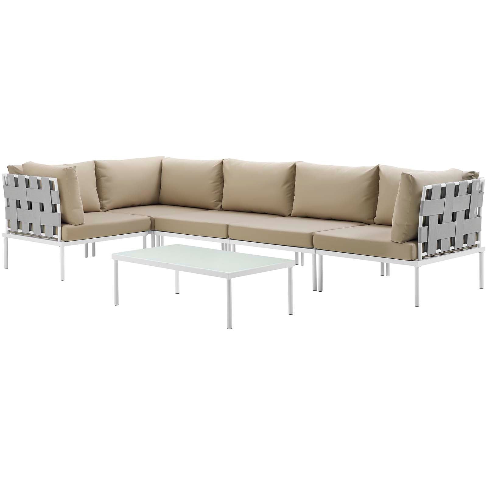 Harmony 6 Piece Outdoor Patio Aluminum Sectional Sofa Set by Modway