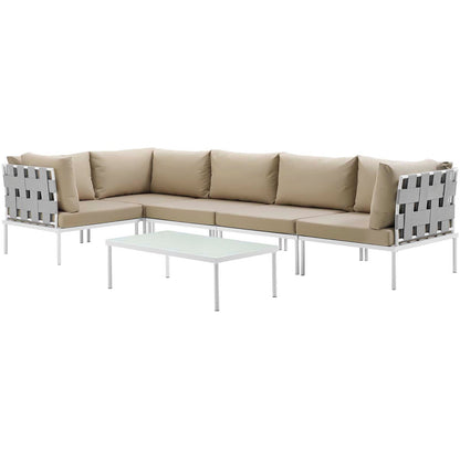 Harmony 6 Piece Outdoor Patio Aluminum Sectional Sofa Set by Modway