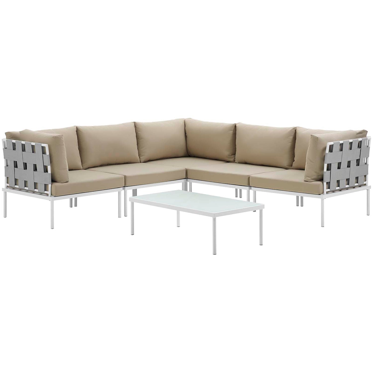 Harmony 6 Piece Outdoor Patio Aluminum Sectional Sofa Set by Modway