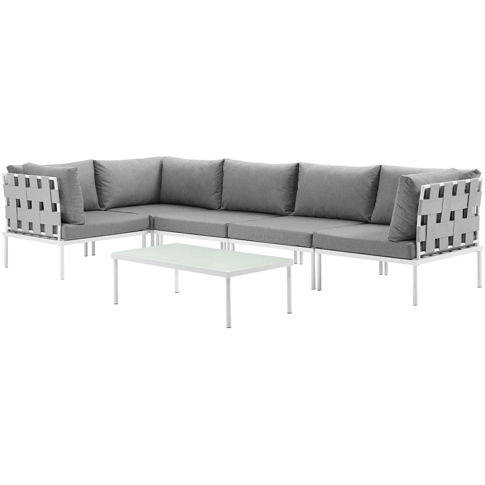 Harmony 6 Piece Outdoor Patio Aluminum Sectional Sofa Set by Modway