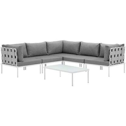 Harmony 6 Piece Outdoor Patio Aluminum Sectional Sofa Set by Modway