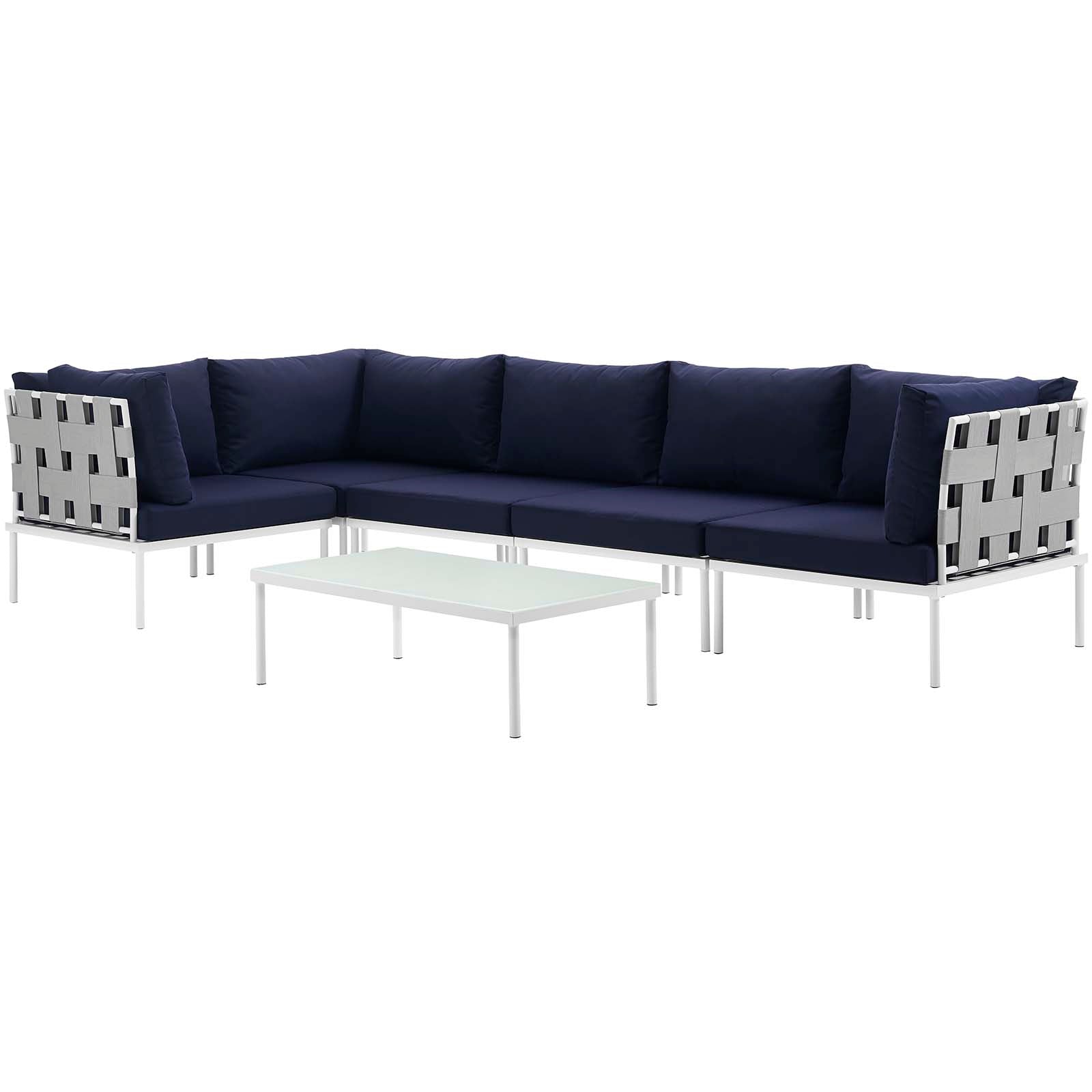 Harmony 6 Piece Outdoor Patio Aluminum Sectional Sofa Set by Modway