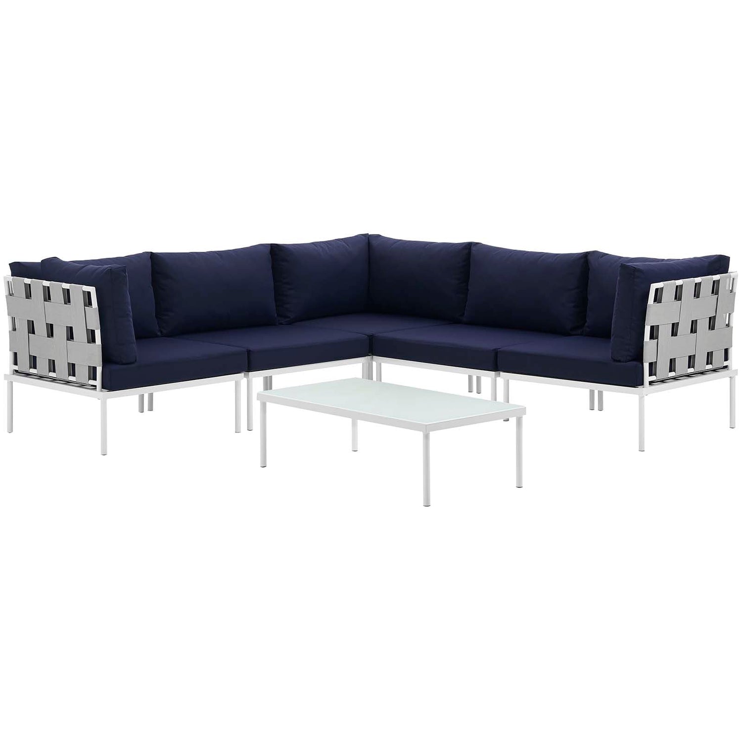 Harmony 6 Piece Outdoor Patio Aluminum Sectional Sofa Set by Modway