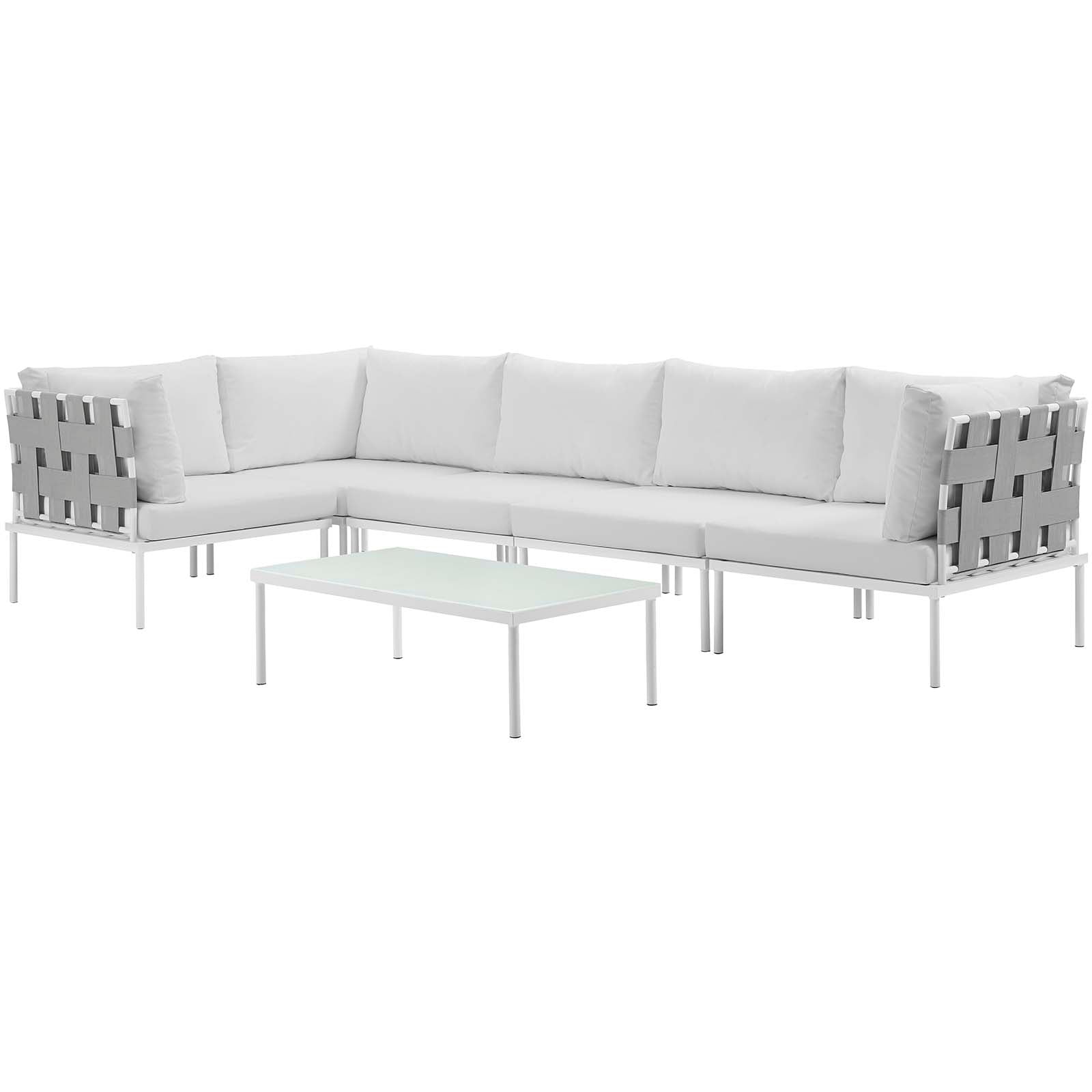 Harmony 6 Piece Outdoor Patio Aluminum Sectional Sofa Set by Modway