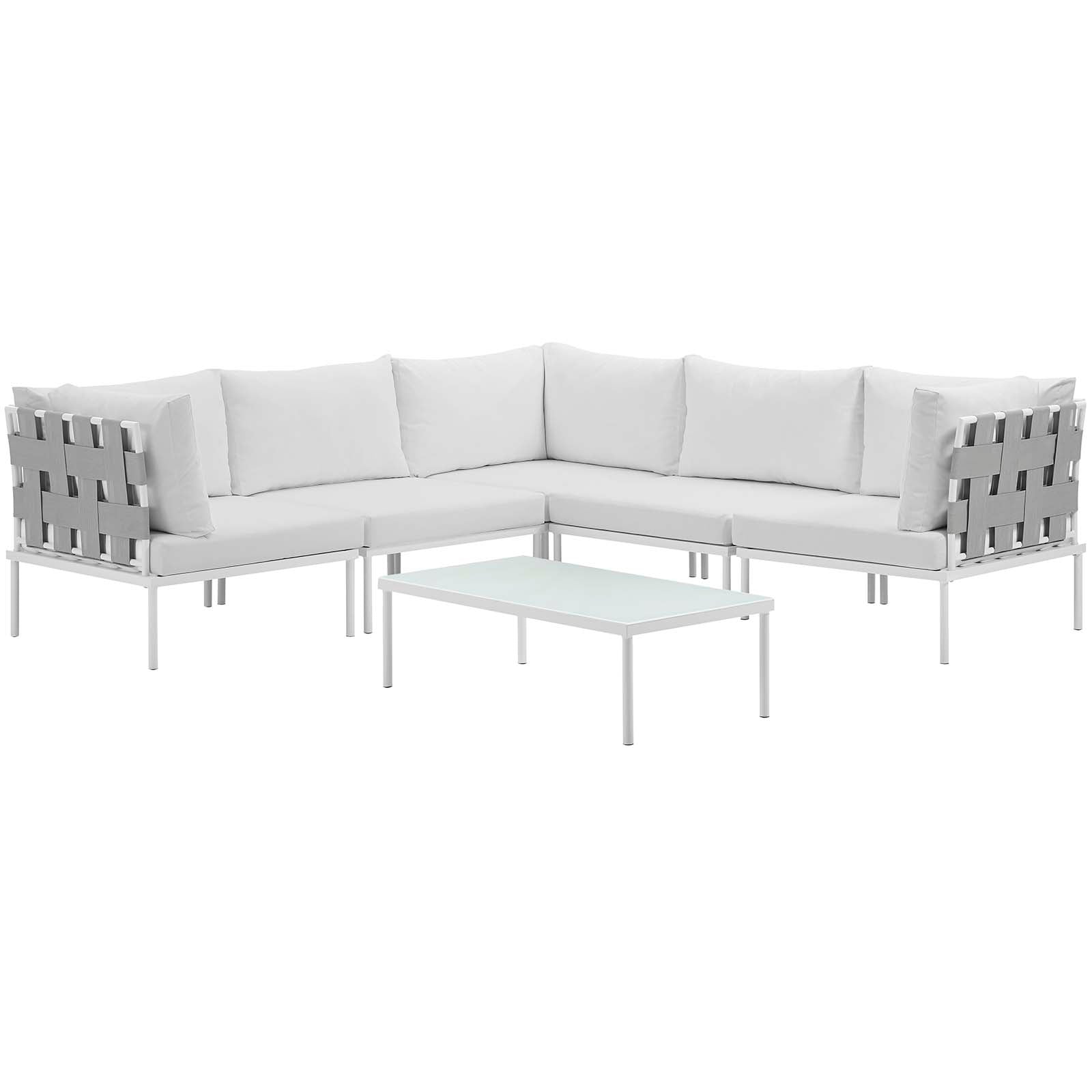 Harmony 6 Piece Outdoor Patio Aluminum Sectional Sofa Set by Modway