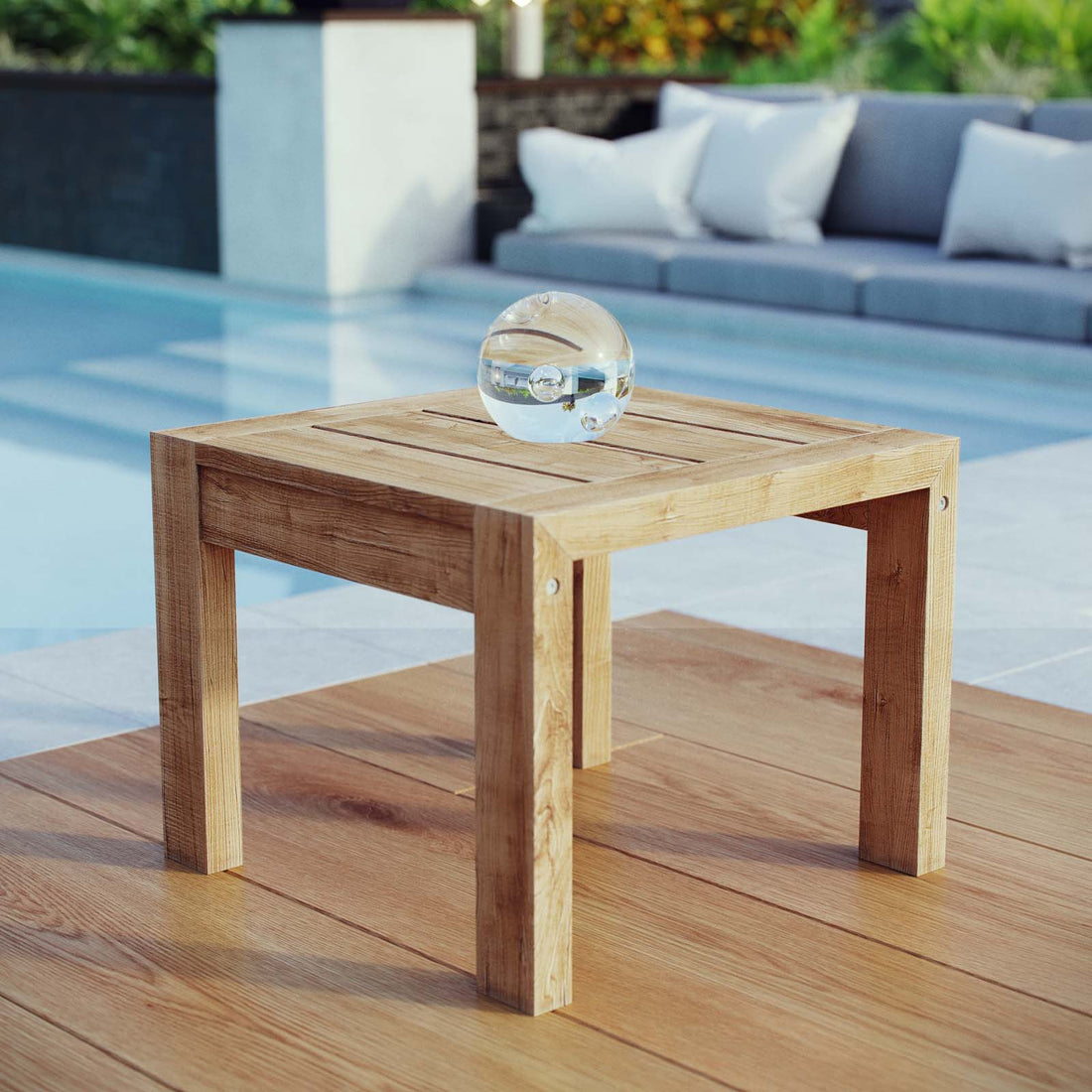 Upland Outdoor Patio Wood Side Table By HouseBean