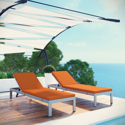 Shore Chaise with Cushions Outdoor Patio Aluminum Set of 2 by Modway