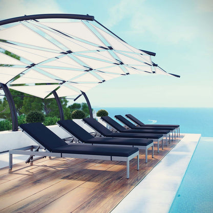 Shore Chaise with Cushions Outdoor Patio Aluminum Set of 6 by Modway