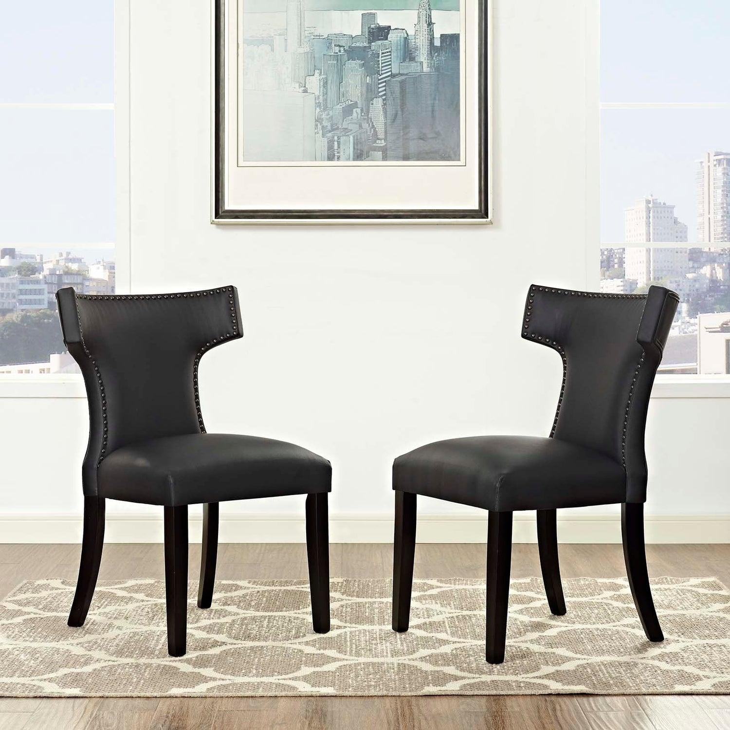 Curve Dining Side Chair Vinyl Set of 2 By HouseBean