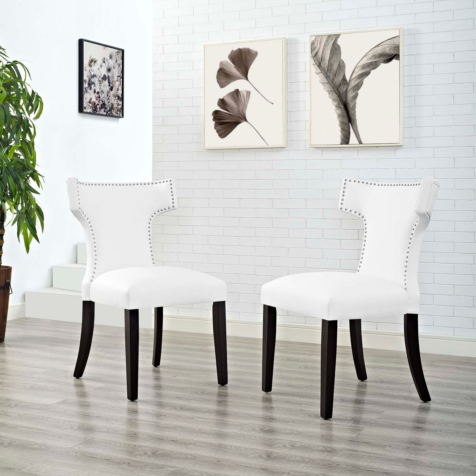 Curve Dining Side Chair Vinyl Set of 2 By HouseBean