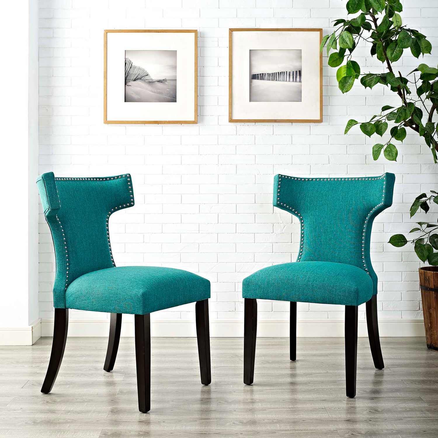 Curve Fabric Dining Side Chair Set of 2 by Modway