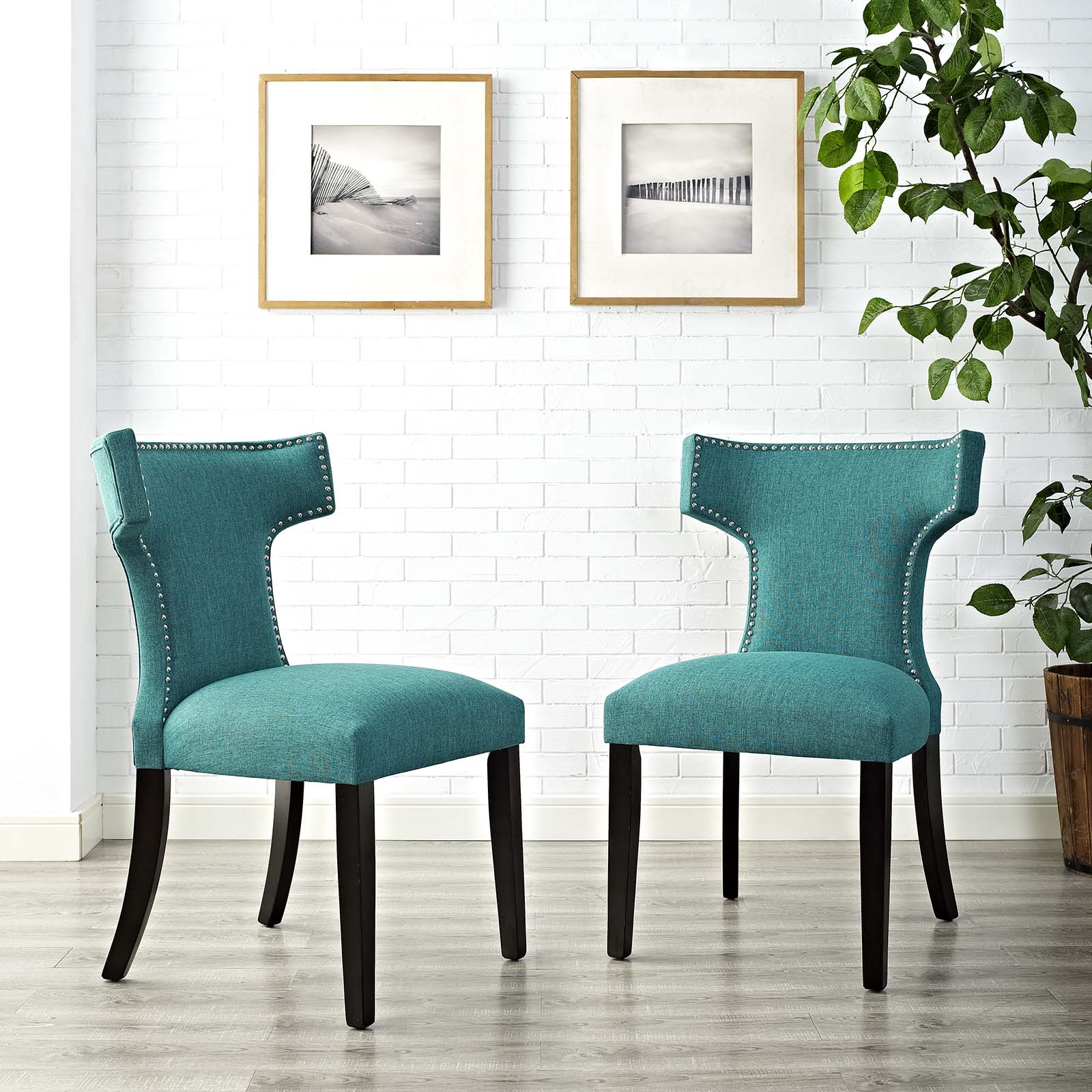 Curve Fabric Dining Side Chair Set of 2 by Modway