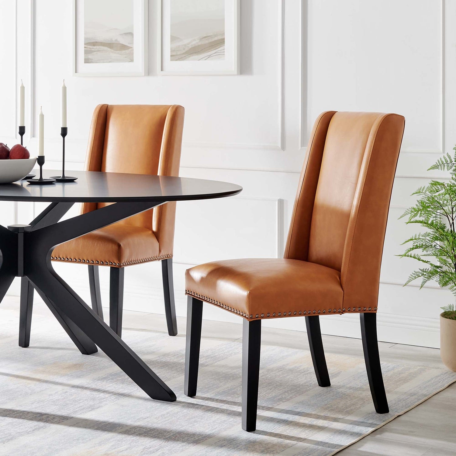 Baron Dining Chair Vinyl Set of 2 by Modway
