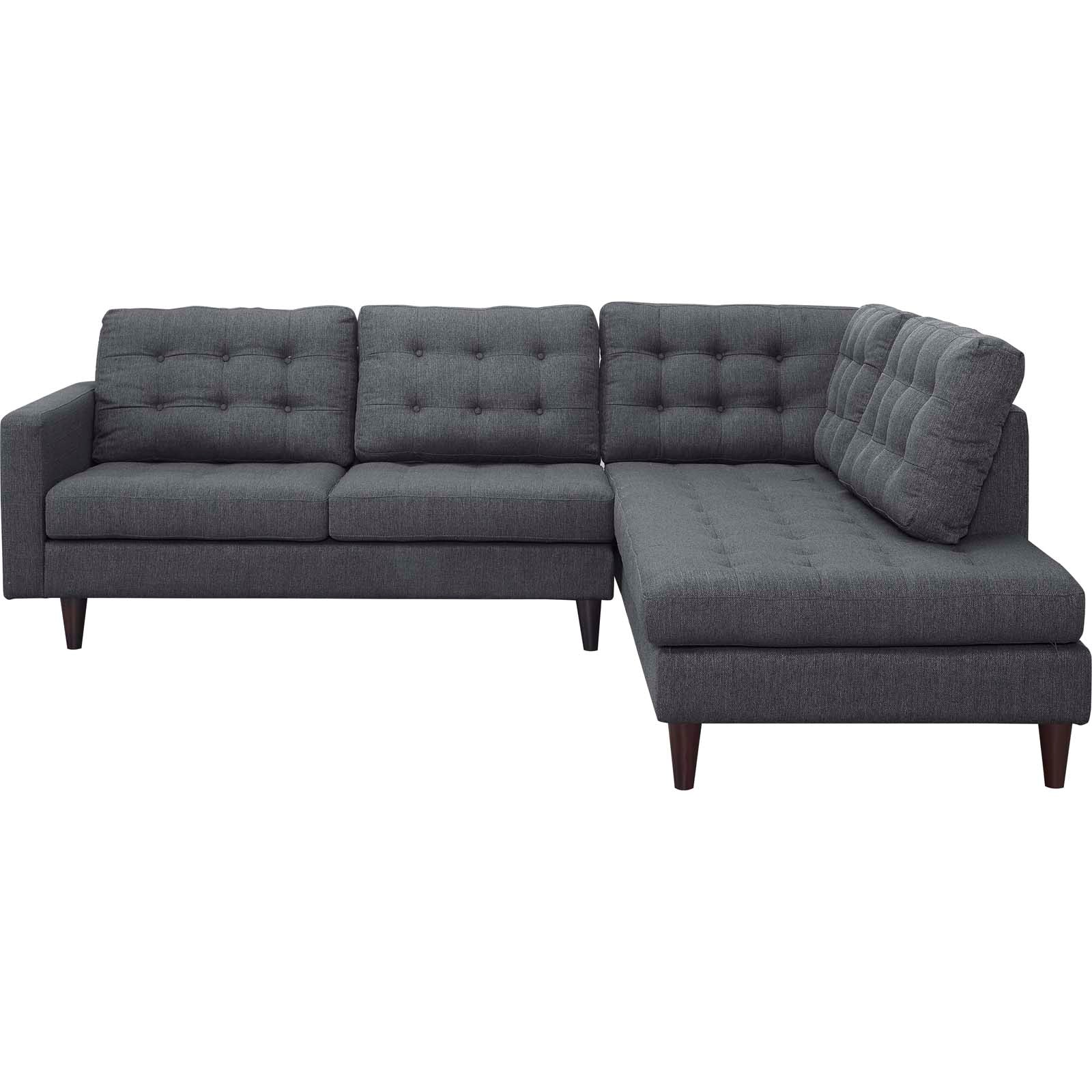 Empress 2 Piece Upholstered Fabric Right Facing Bumper Sectional by Modway