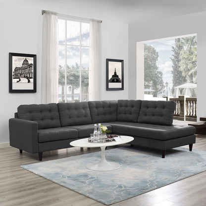 Empress 2 Piece Upholstered Fabric Right Facing Bumper Sectional by Modway