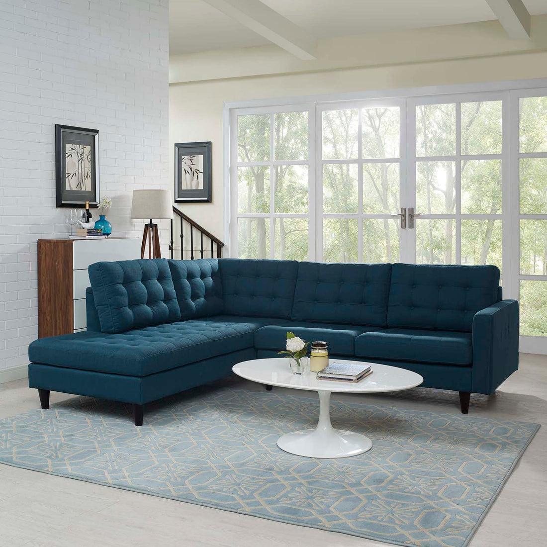 Empress 2 Piece Upholstered Fabric Left Facing Bumper Sectional by Modway