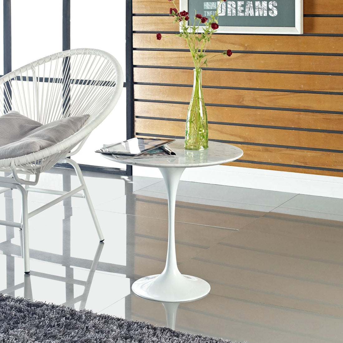 Lippa 20&quot; Round Marble Side Table by Modway