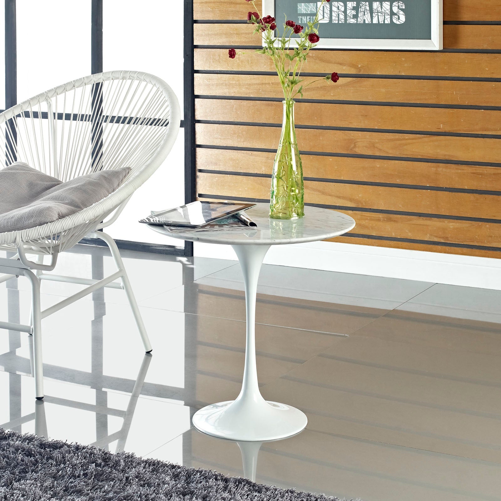 Lippa 20&quot; Round Marble Side Table by Modway