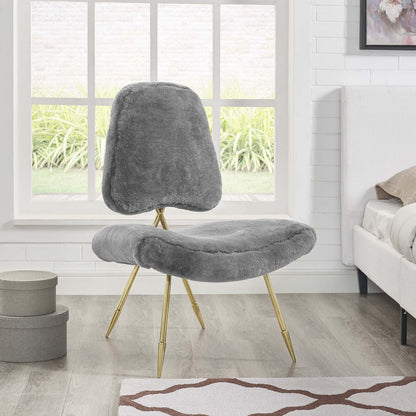 Ponder Upholstered Sheepskin Fur Lounge Chair by Modway
