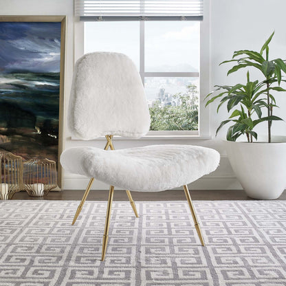 Ponder Upholstered Sheepskin Fur Lounge Chair by Modway