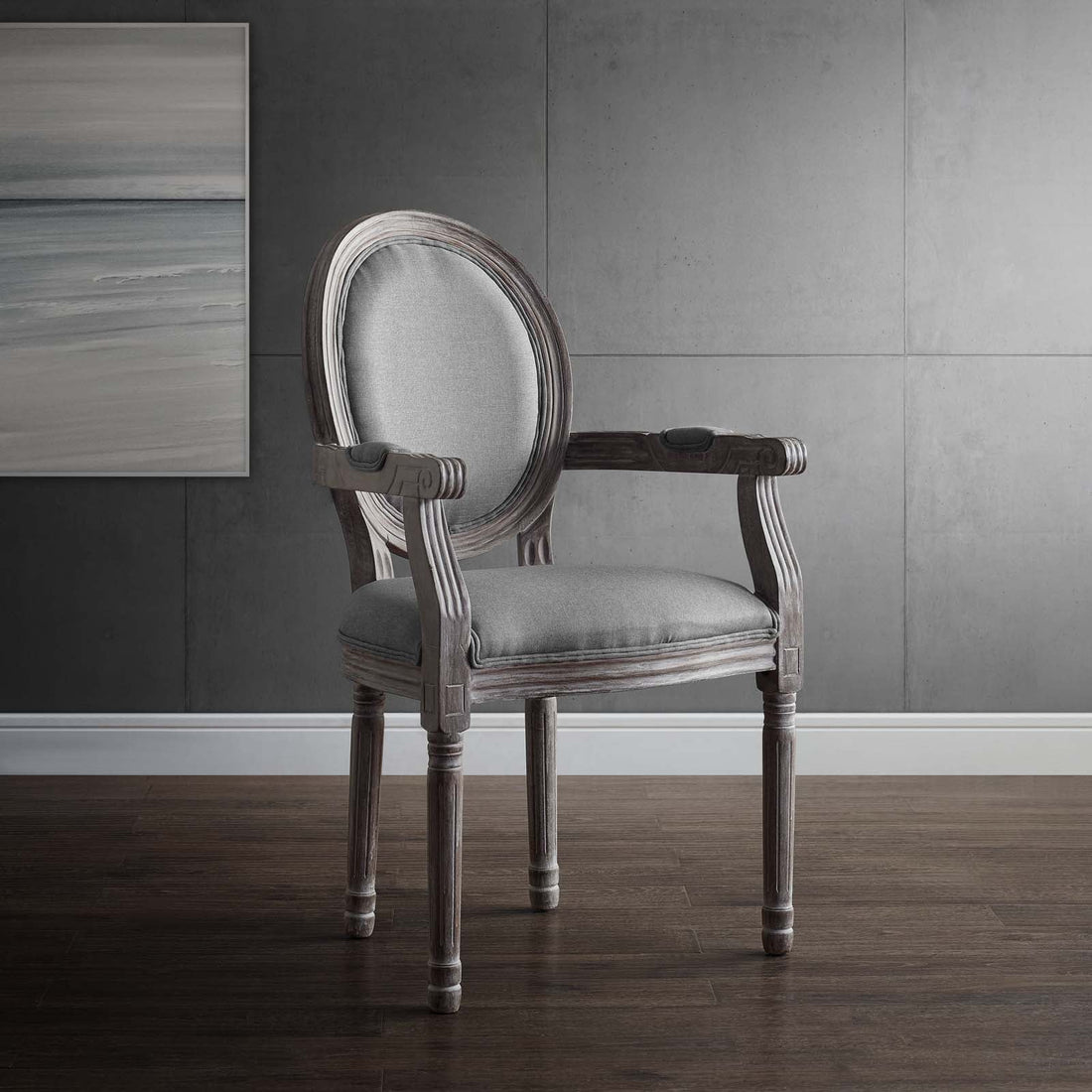 Emanate Vintage French Upholstered Fabric Dining Armchair by Modway