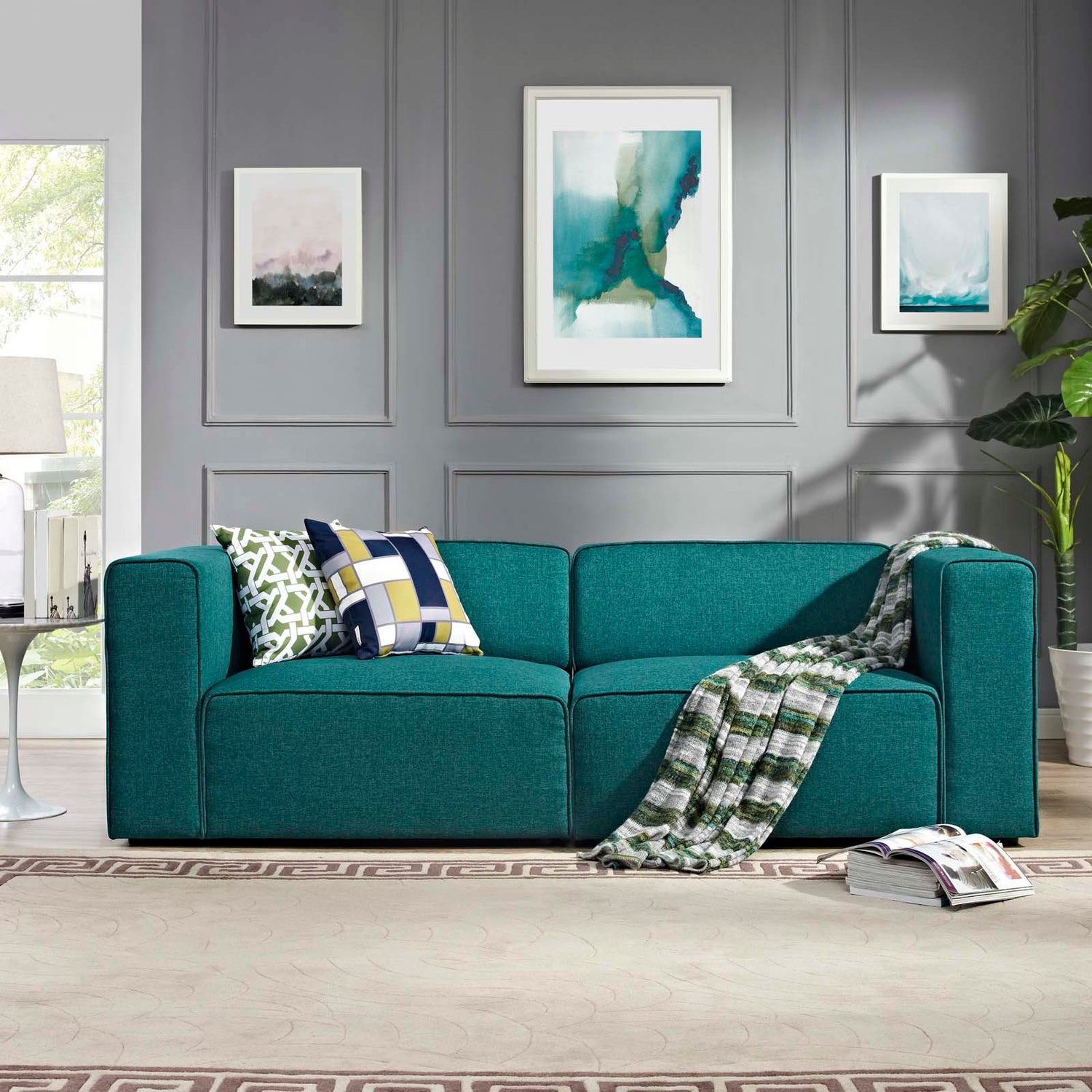 Mingle 2 Piece Upholstered Fabric Sectional Sofa Set by Modway