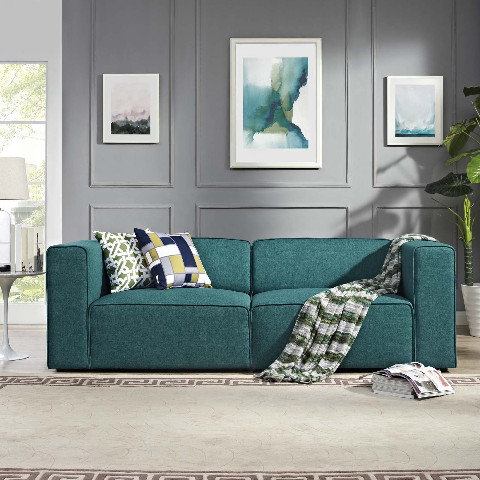 Mingle 2 Piece Upholstered Fabric Sectional Sofa Set by Modway