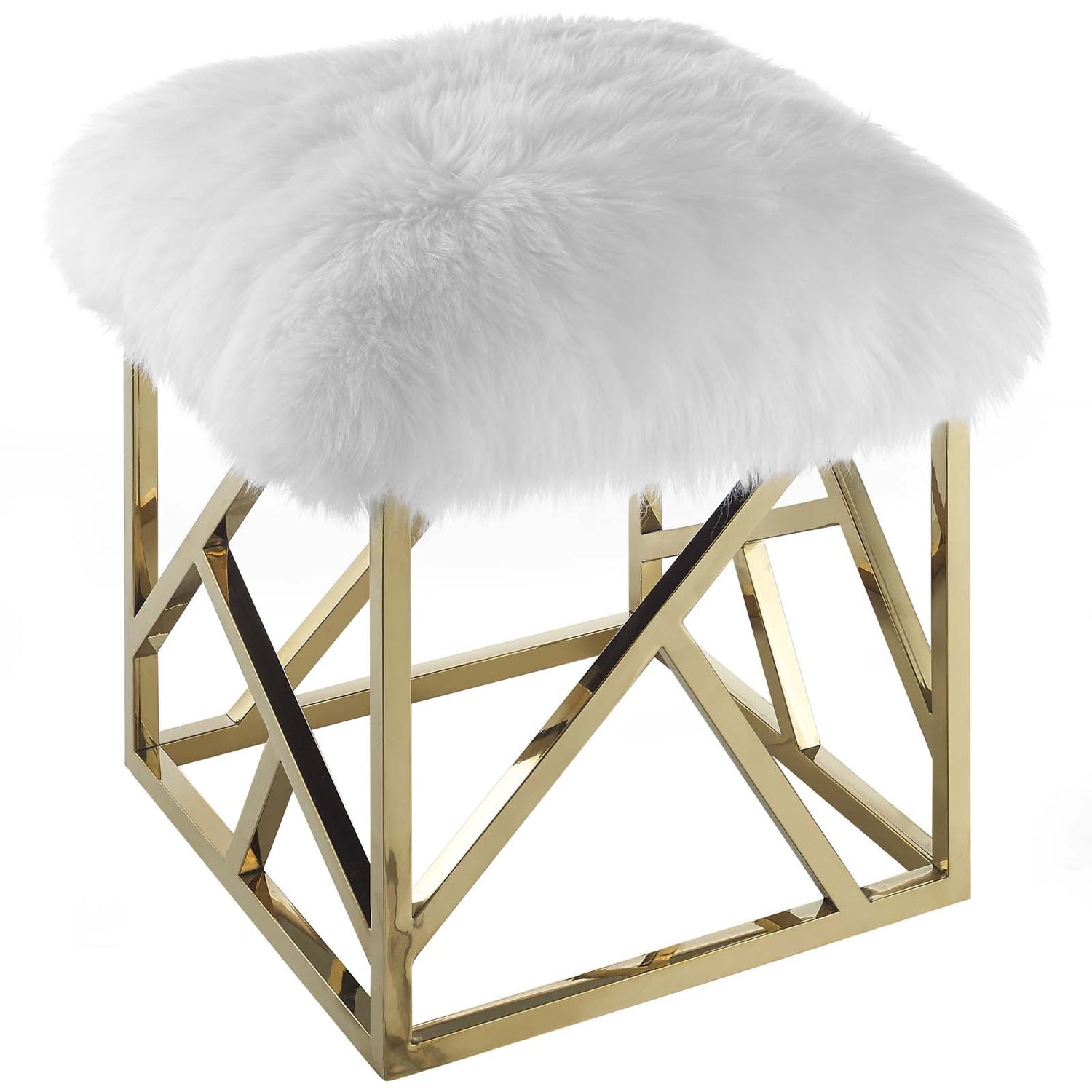 Intersperse Sheepskin Ottoman By HouseBean