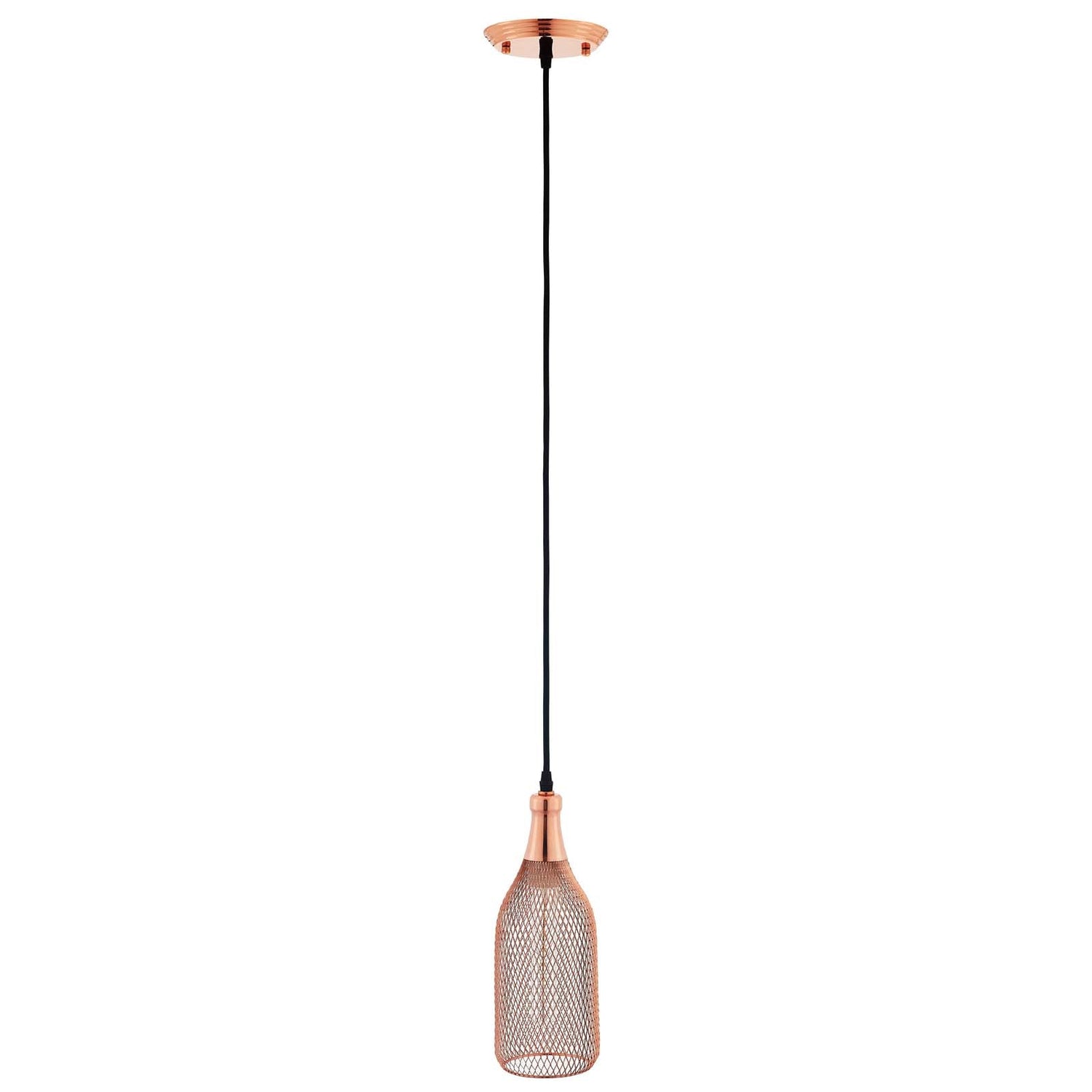 Glimmer Bottle-Shaped Rose Gold Pendant Light by Modway