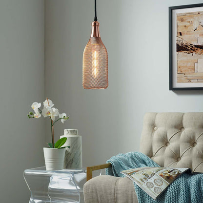 Glimmer Bottle-Shaped Rose Gold Pendant Light by Modway