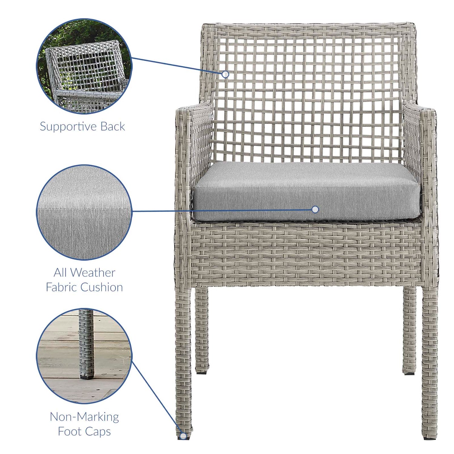 Aura Outdoor Patio Wicker Rattan Dining Armchair By HouseBean