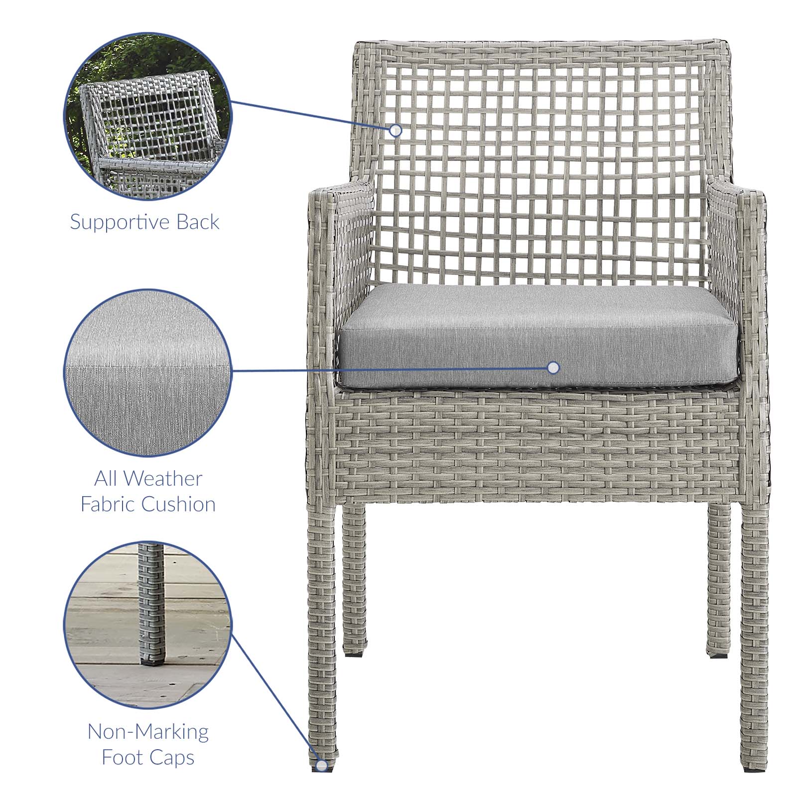 Aura Outdoor Patio Wicker Rattan Dining Armchair By HouseBean