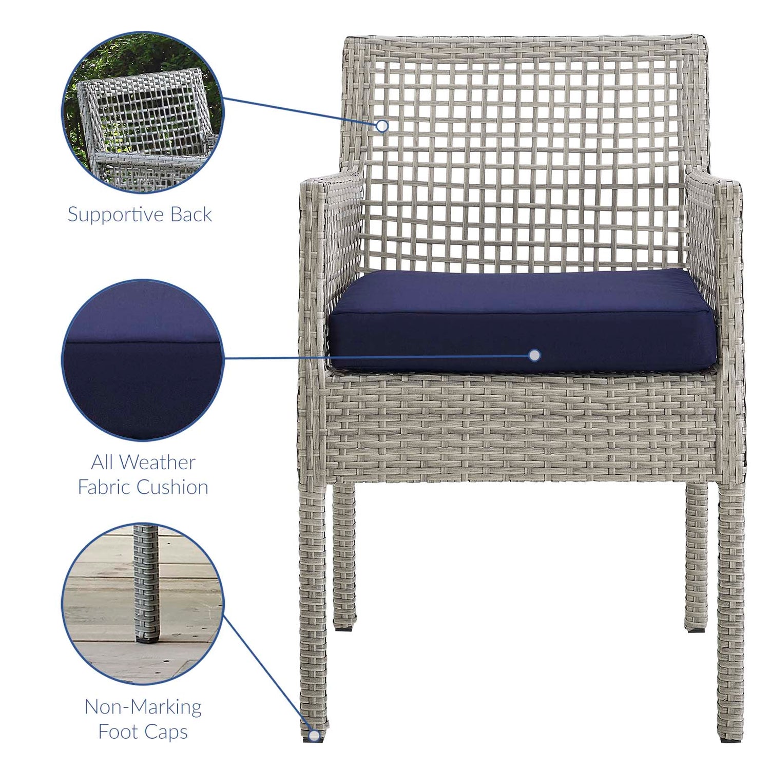 Aura Outdoor Patio Wicker Rattan Dining Armchair By HouseBean