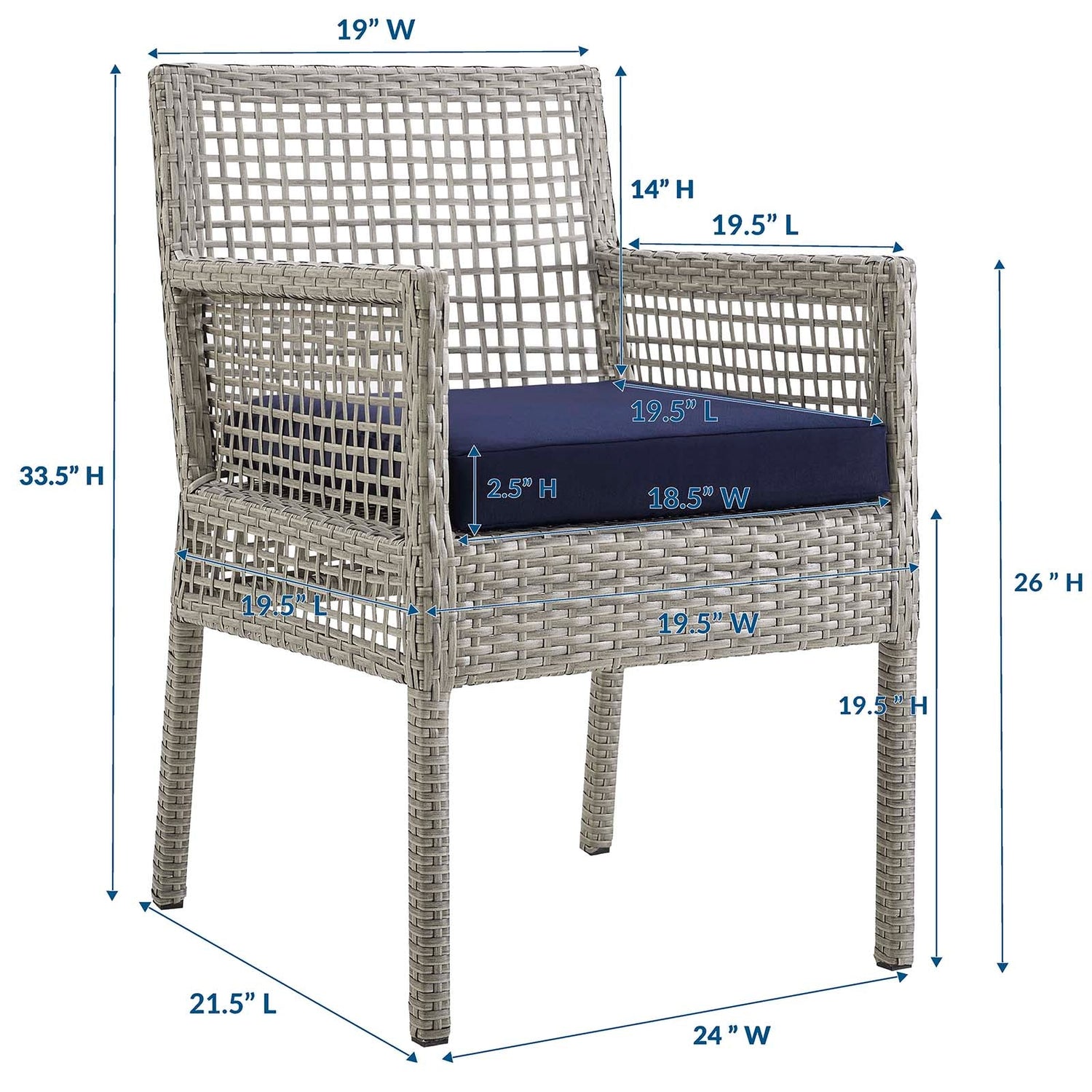 Aura Outdoor Patio Wicker Rattan Dining Armchair By HouseBean