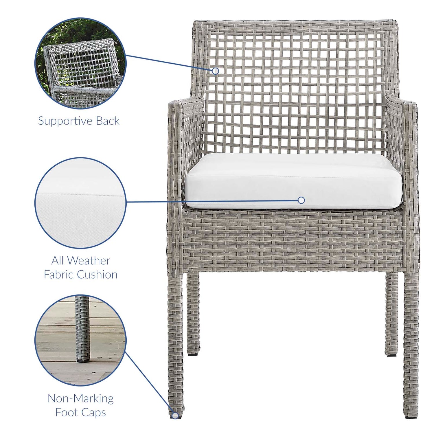 Aura Outdoor Patio Wicker Rattan Dining Armchair By HouseBean