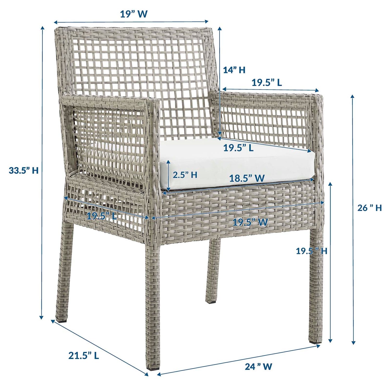 Aura Outdoor Patio Wicker Rattan Dining Armchair By HouseBean