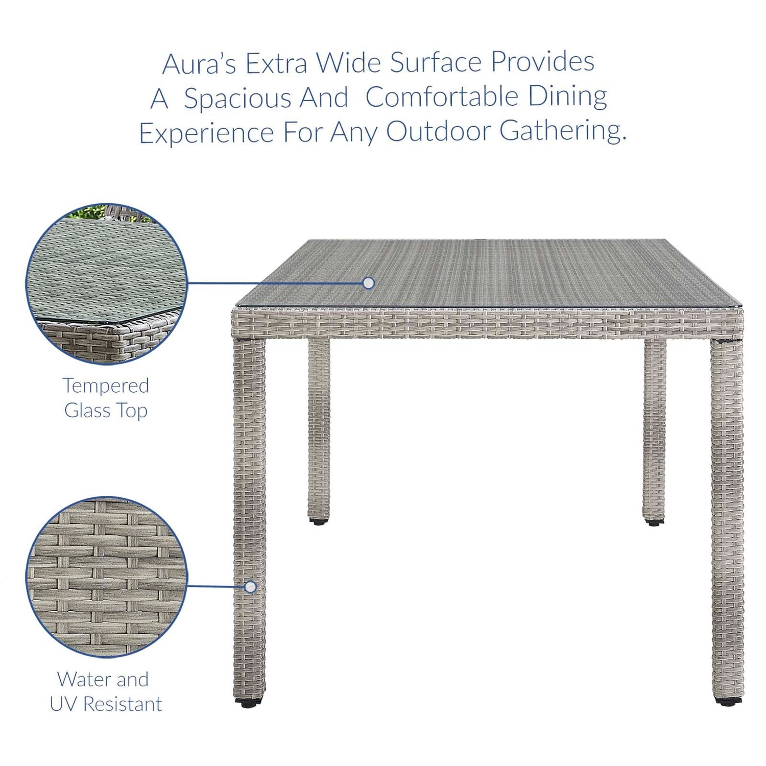 Aura 68&quot; Outdoor Patio Wicker Rattan Dining Table by Modway