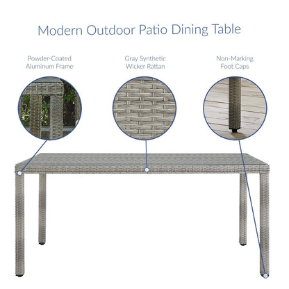 Aura 68&quot; Outdoor Patio Wicker Rattan Dining Table by Modway