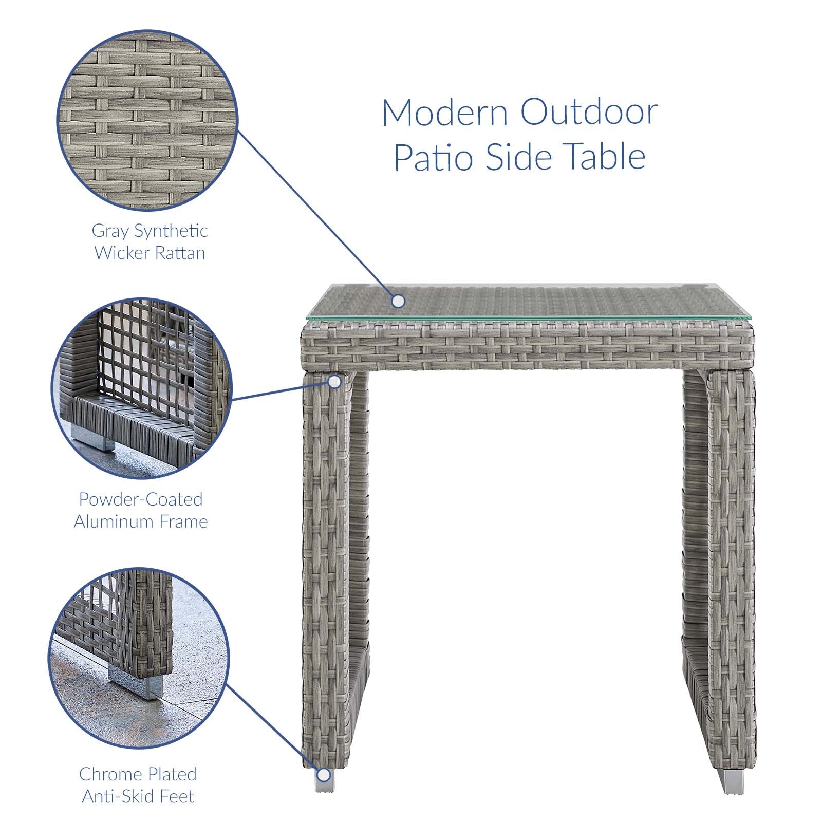 Aura Outdoor Patio Wicker Rattan Side Table By HouseBean