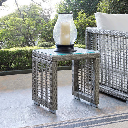 Aura Outdoor Patio Wicker Rattan Side Table By HouseBean