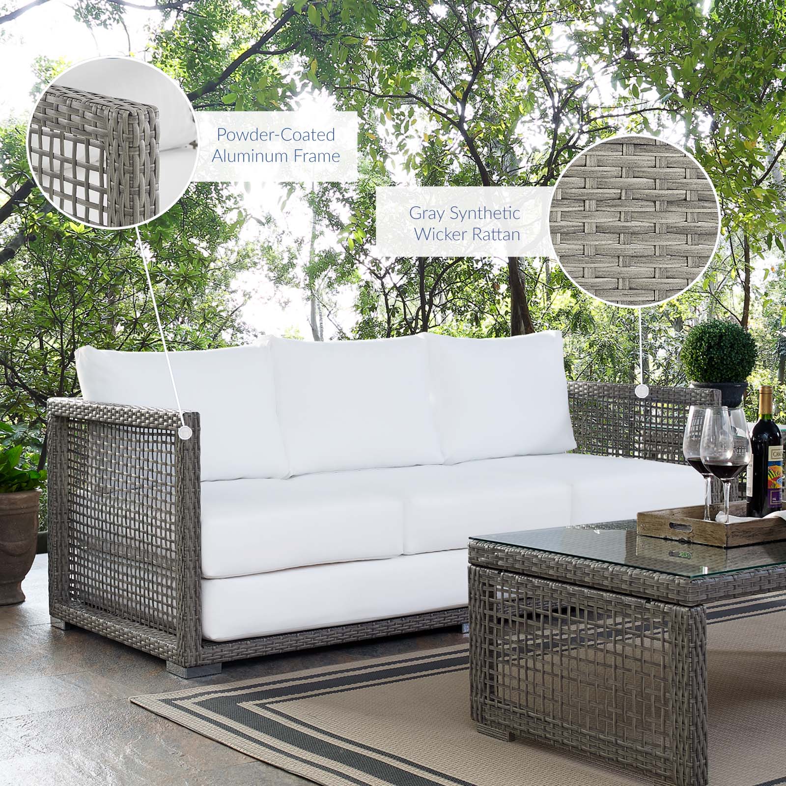 Aura Outdoor Patio Wicker Rattan Sofa By HouseBean